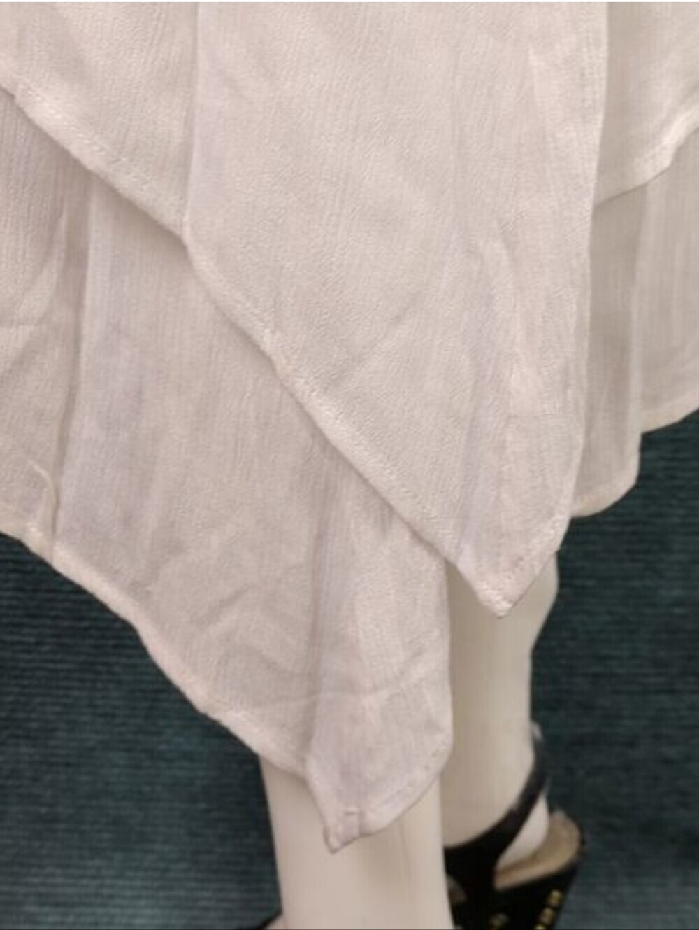 NWT Tendency Gauzy Sleeveless  Midi-Dress Layered Handkerchief Hem - Picture 7 of 15